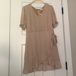 NWT Tan short sleeved wrap dress